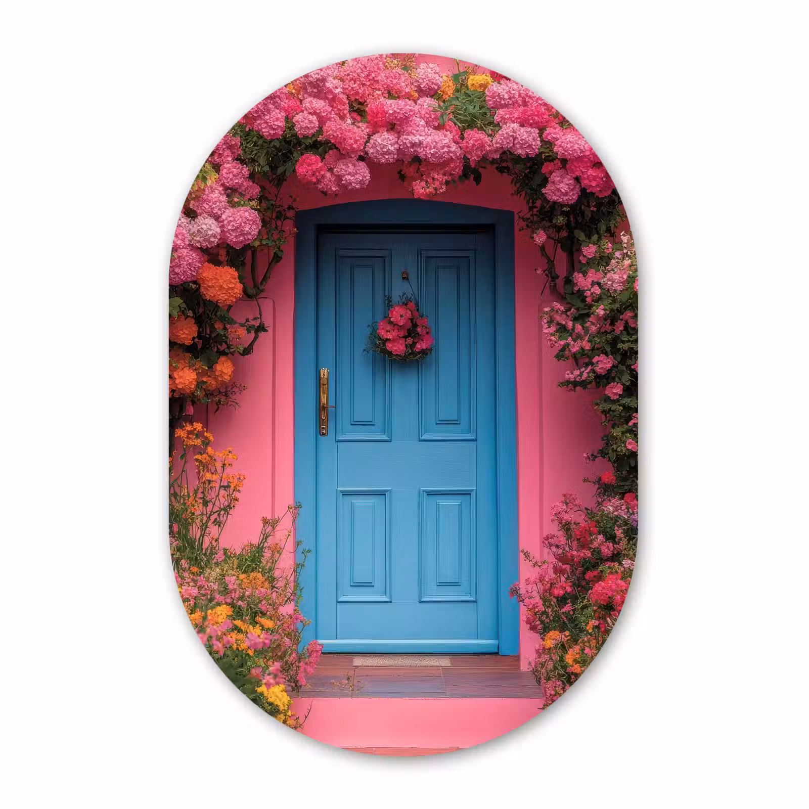 Muurovaal aluminium - Bloemen - Deur - Roze — 1