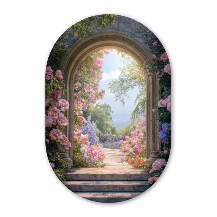 Muurovaal aluminium - Doorkijk - Rozen - Vintage - Bloemen — 1