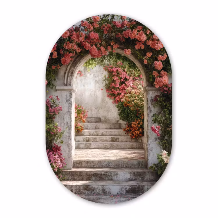 Muurovaal aluminium - Doorkijk - Rozen - Vintage - Poort — 1
