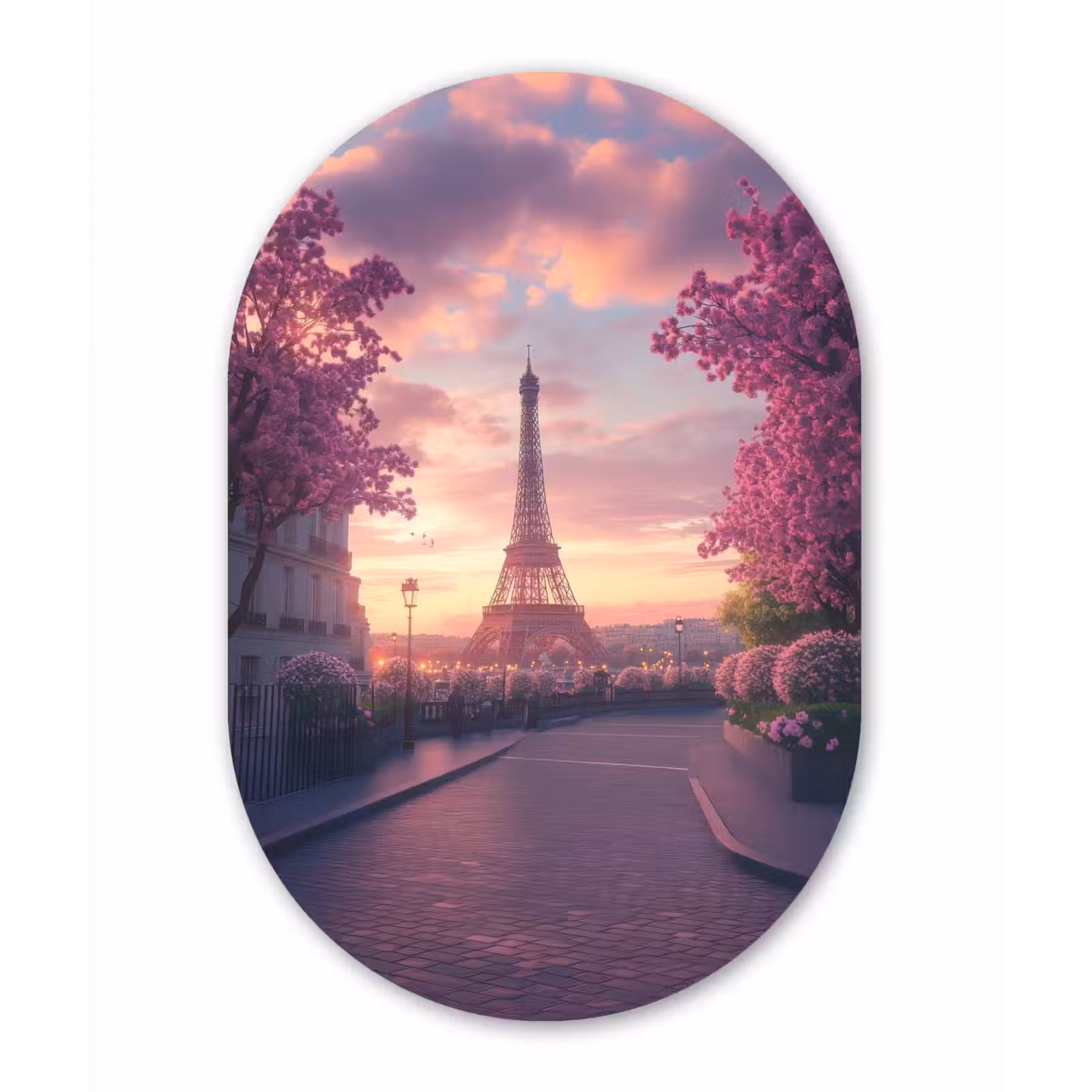 Muurovaal aluminium - Eiffeltoren - Parijs - Roze — 1