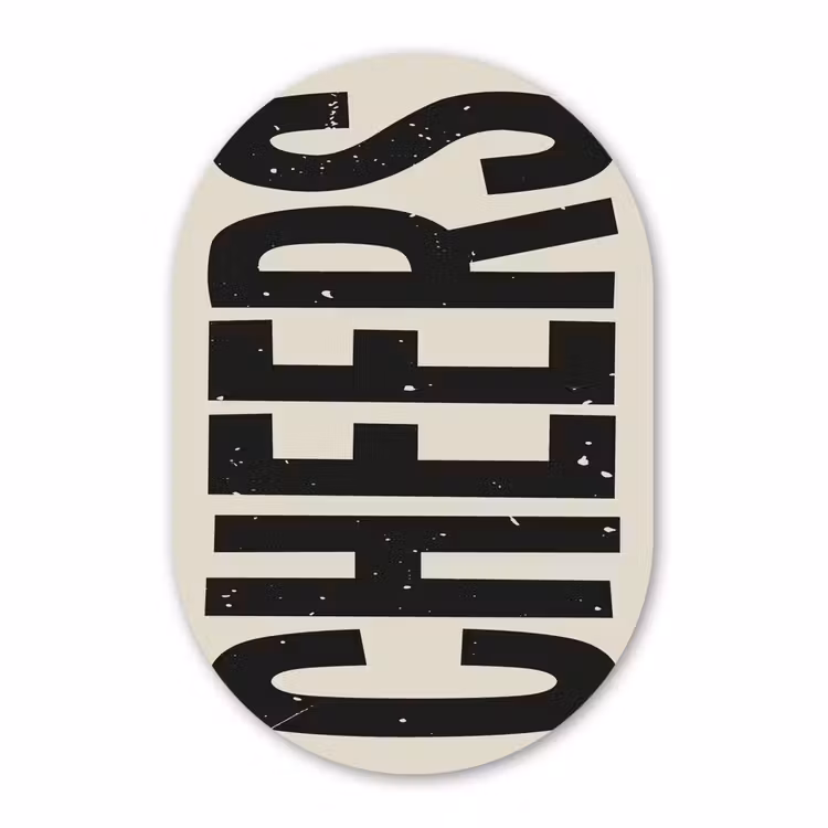 Muurovaal aluminium - Cheers - Japandi - Zwart - Letters — 1