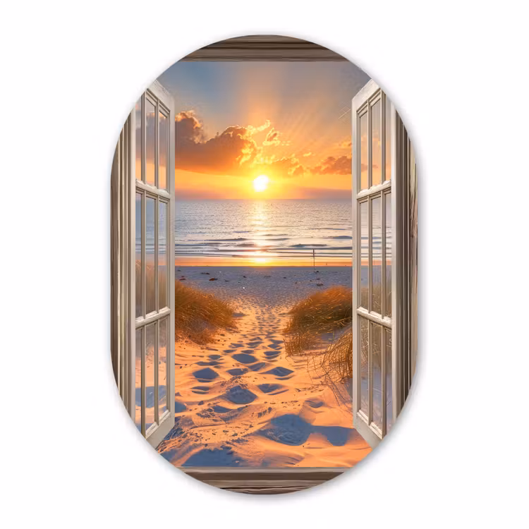 Muurovaal aluminium - Doorkijk - Strand - Duinen - Zonsondergang — 1