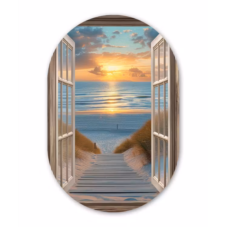 Muurovaal aluminium - Doorkijk - Strand - Pad - Zonsondergang — 1
