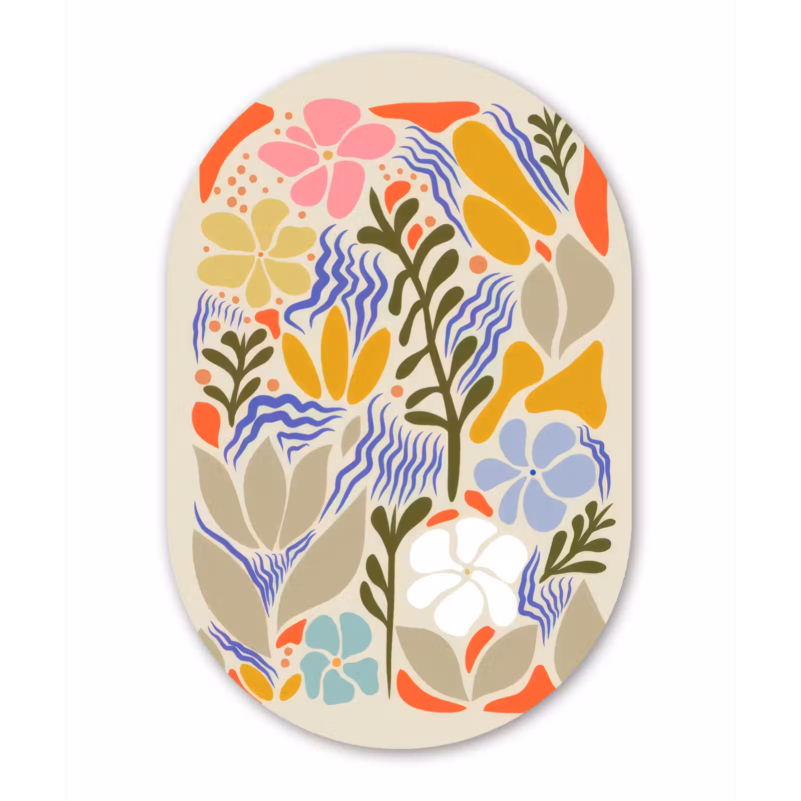 Muurovaal aluminium - Abstract - Bloemen - Bladeren — 1