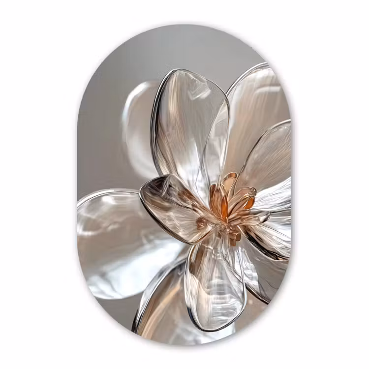Muurovaal aluminium - Bloem - Glazen - Doorzichtig — 1
