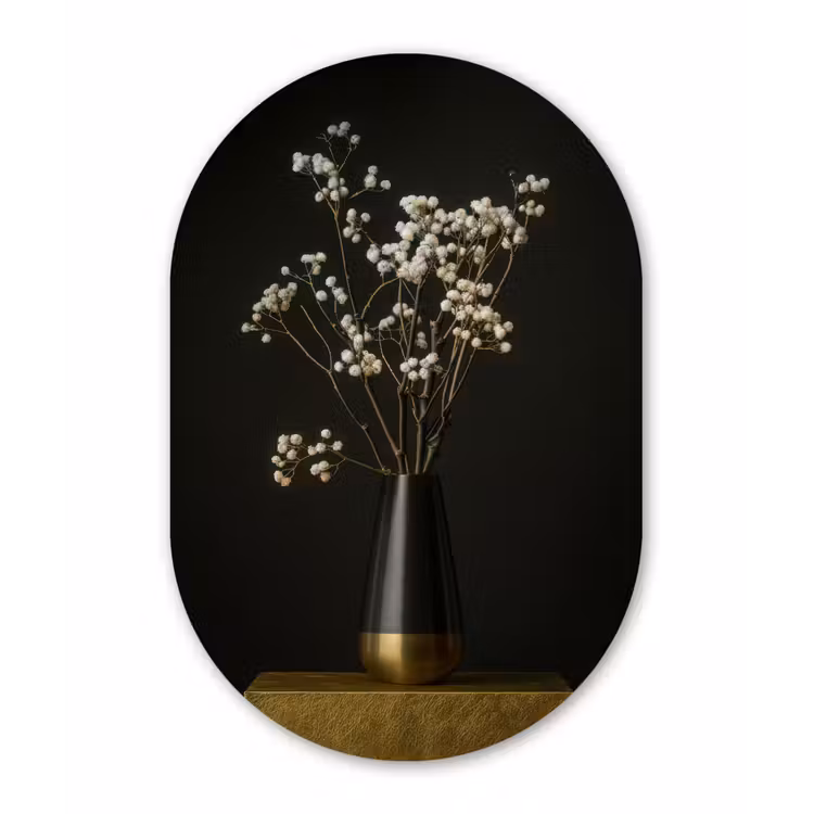 Muurovaal aluminium - Bloembollen - Wit - Vaas - Minimalistisch — 1