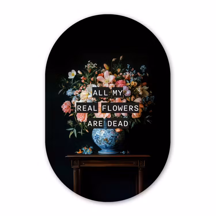Muurovaal aluminium - Bloemen - Art - Pastel - Quotes — 1