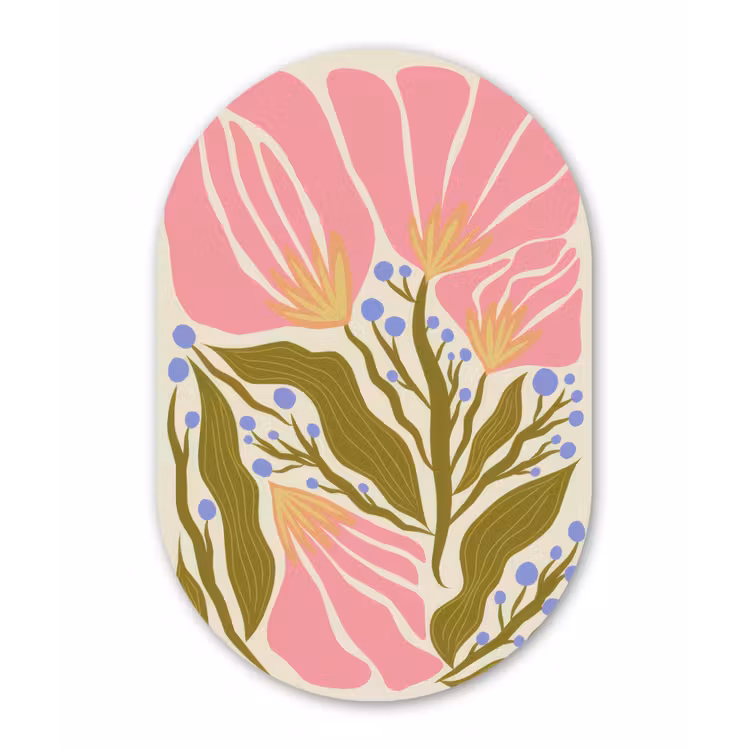 Muurovaal aluminium - Bloemen - Bladeren - Abstract - Roze — 1