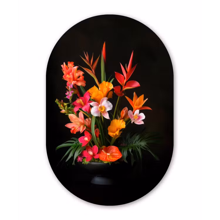 Muurovaal aluminium - Boeket - Bloemen - Exotisch — 1
