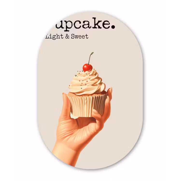 Muurovaal aluminium - Cupcake - Zoet - Kers — 1