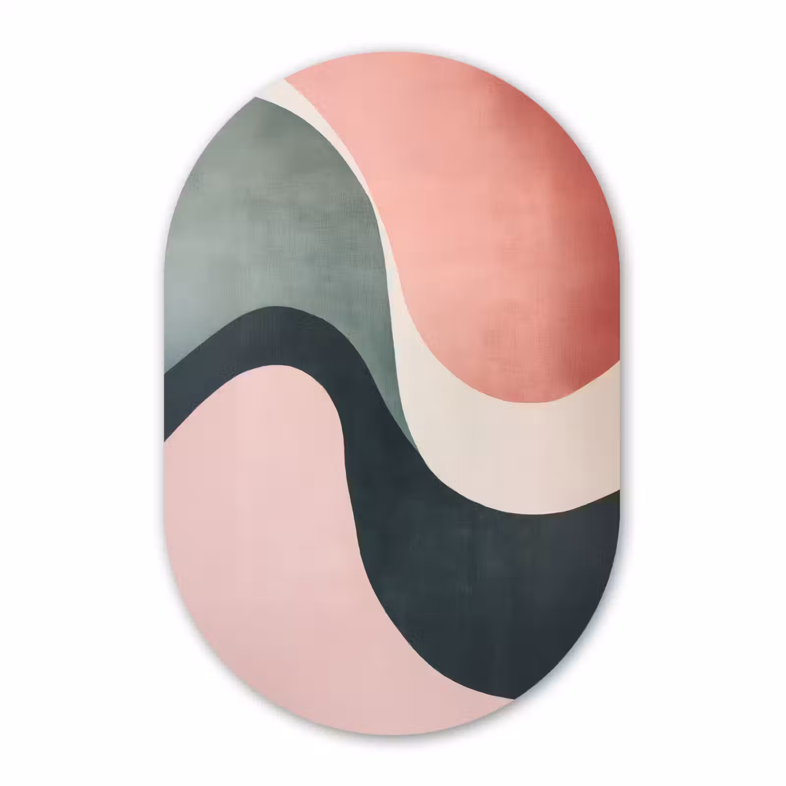 Muurovaal aluminium - Abstract - Golven - Sierlijk - Roze — 1