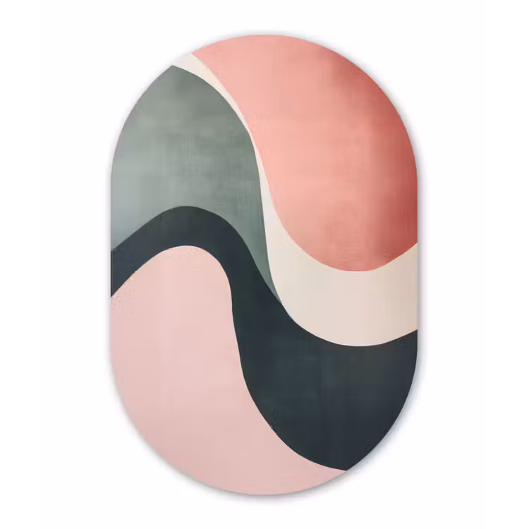 Muurovaal aluminium - Abstract - Golven - Sierlijk - Roze — 1