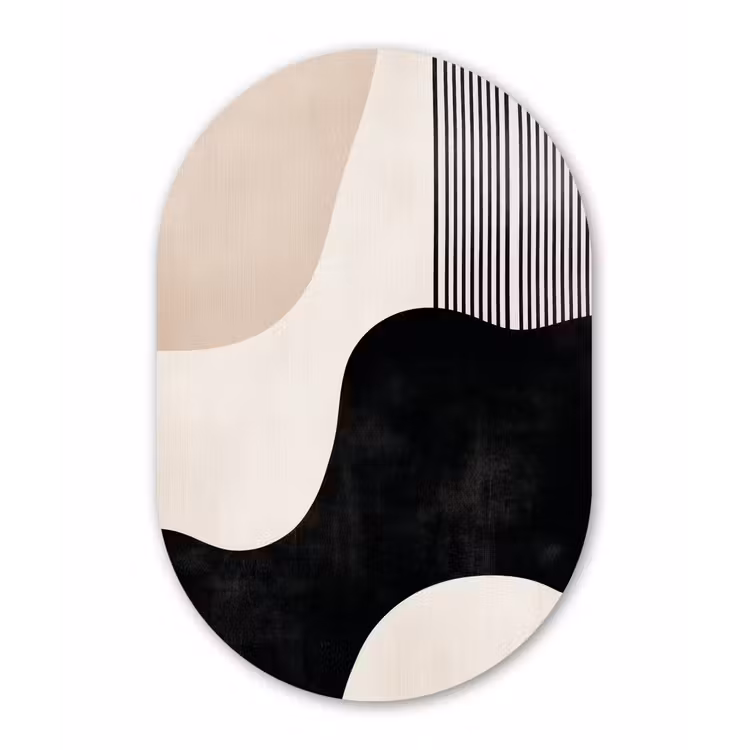 Muurovaal aluminium - Abstract - Japandi - Beige - Modern — 1