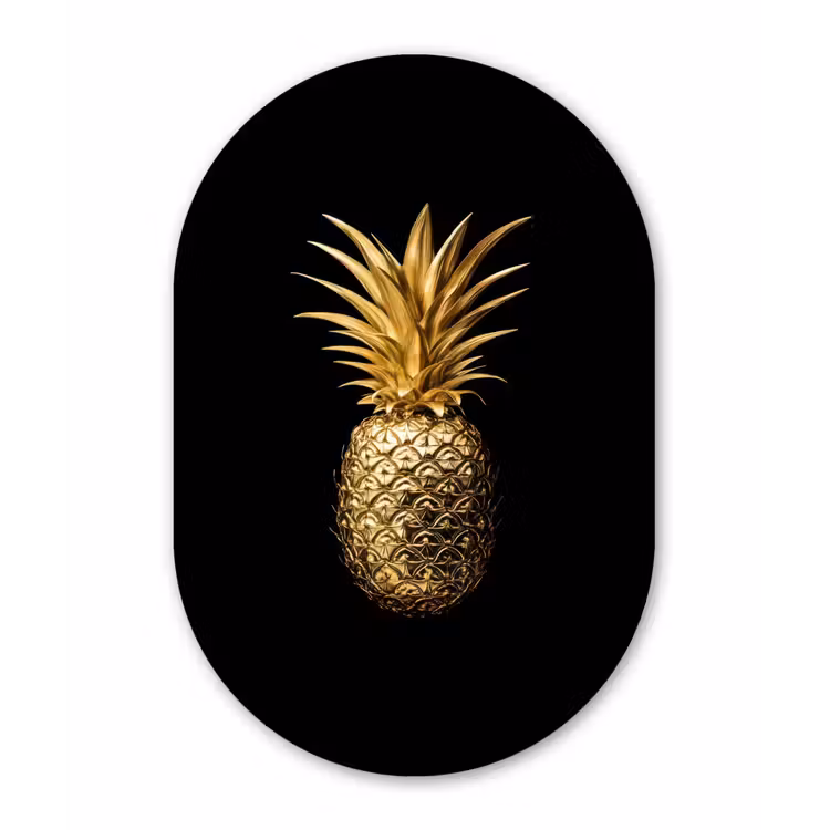 Muurovaal aluminium - Ananas - Zwart - Goud - Luxe — 1