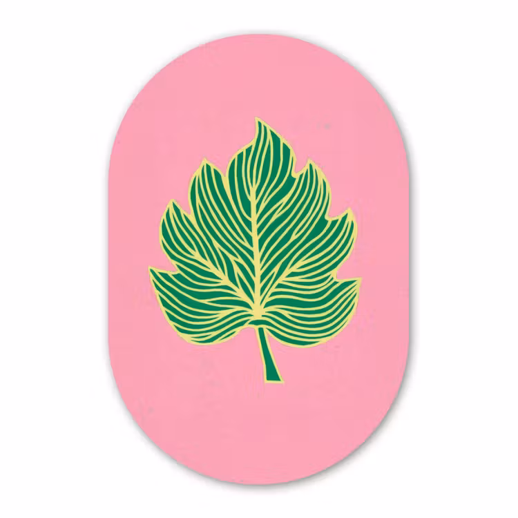 Muurovaal aluminium - Blad - Groen - Illustratie - Minimalistisch — 1