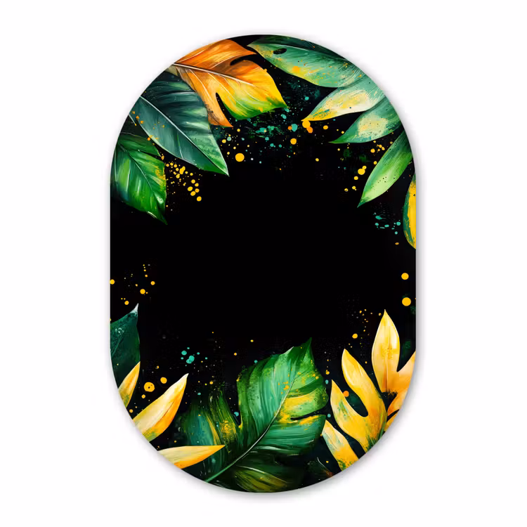 Muurovaal aluminium - Bladeren - Groen - Geel - Verf - Jungle — 1