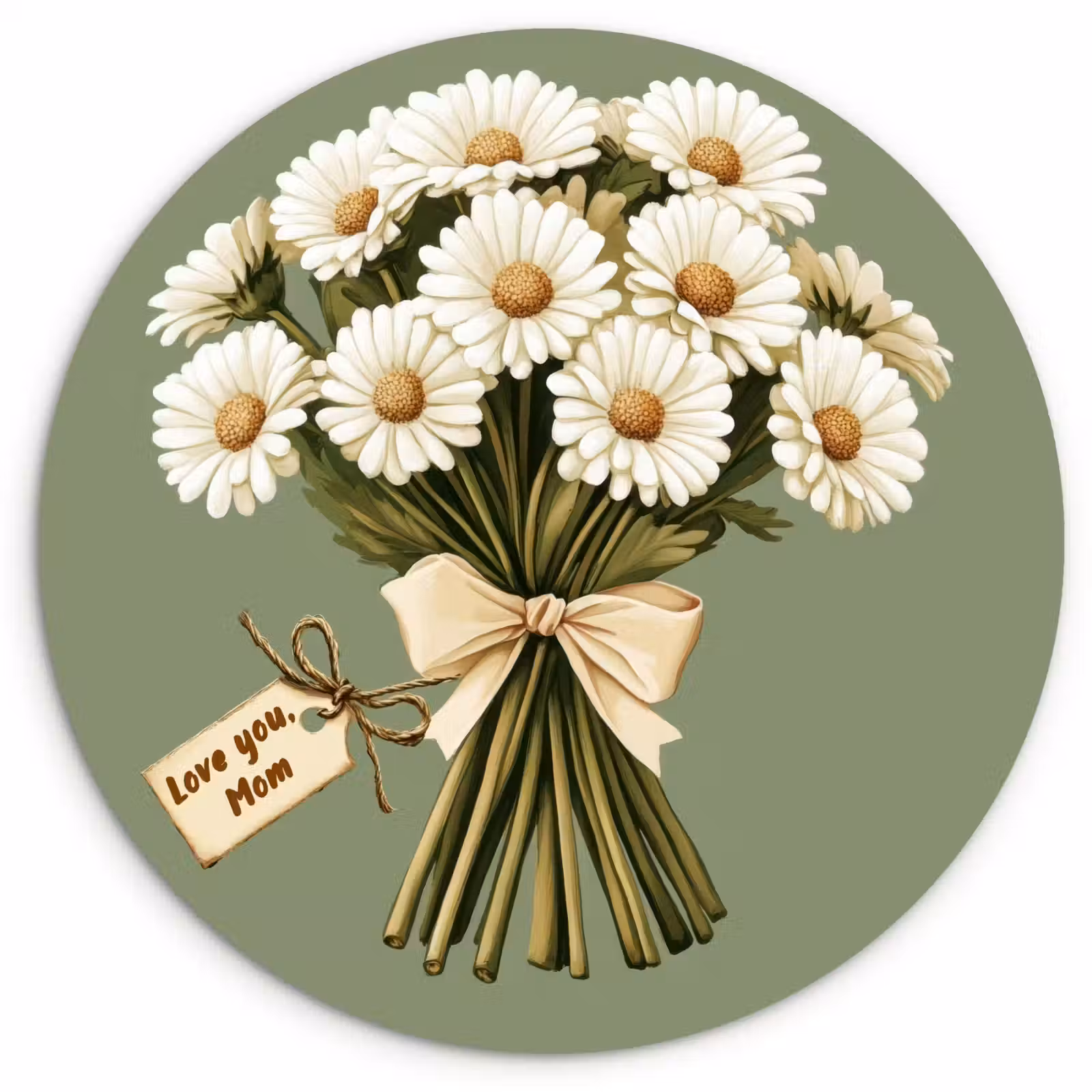 Muurcirkel - Lint - Boeket - Groen - Quote — 1