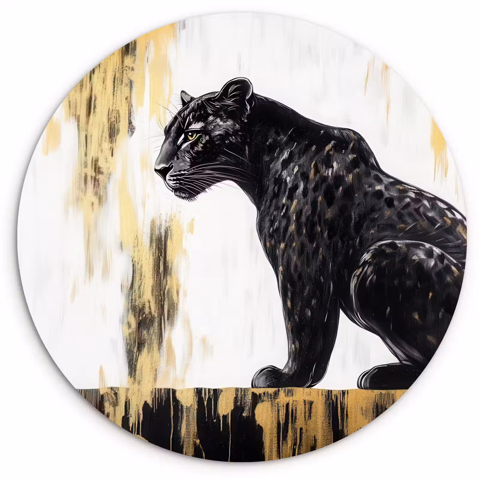 Muurcirkel - Panter - Zwart - Abstract - Goud — 1