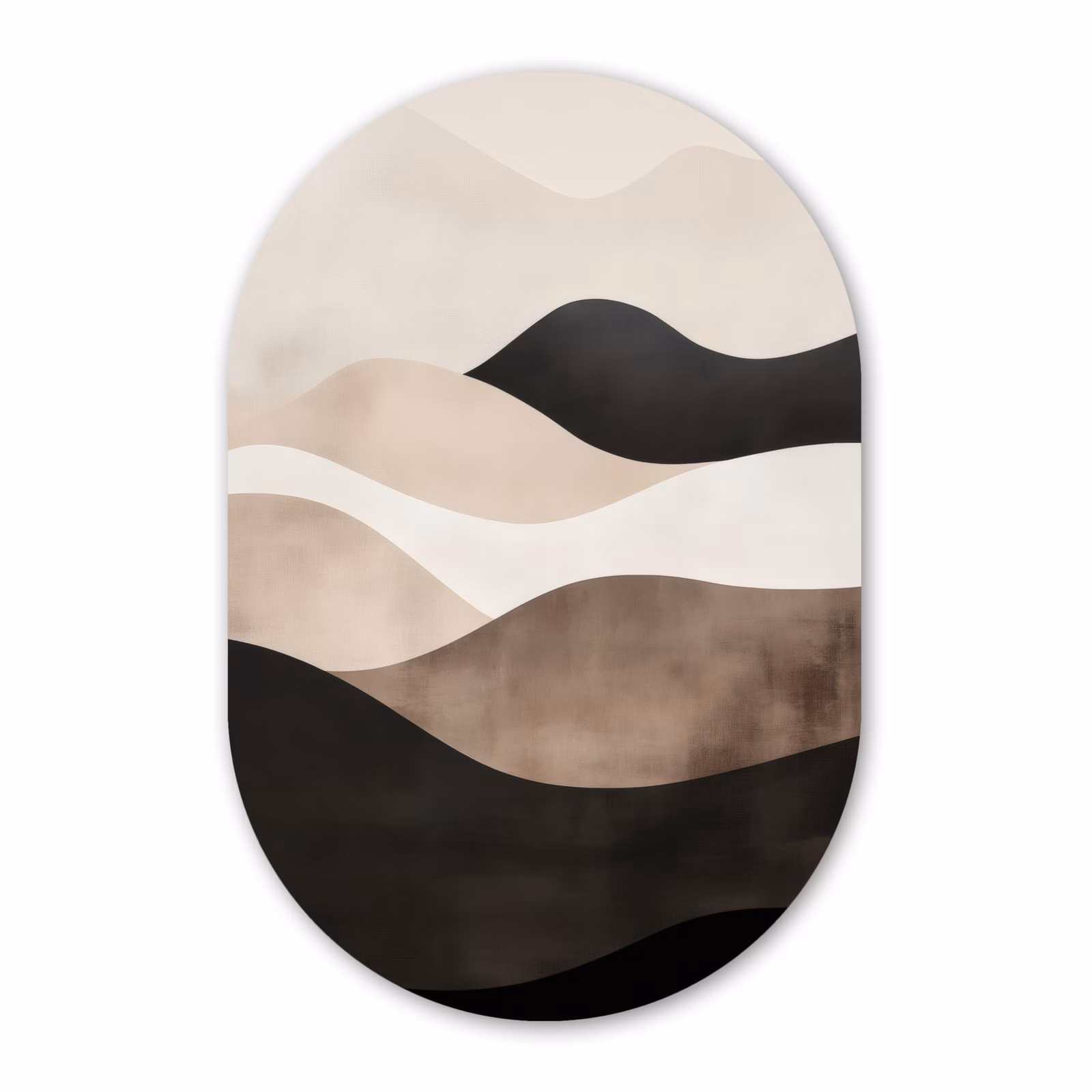 Muurovaal aluminium - Abstract - Landschap - Golven - Crèmekleur — 1