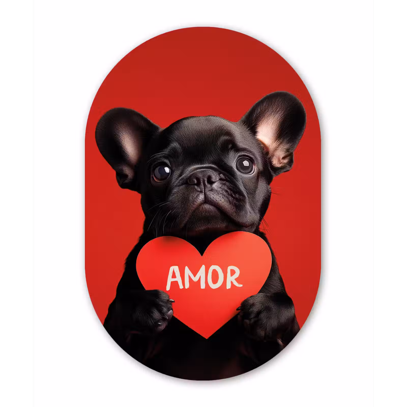 Muurovaal aluminium - Amor - Hond - Hartje - Rood — 1