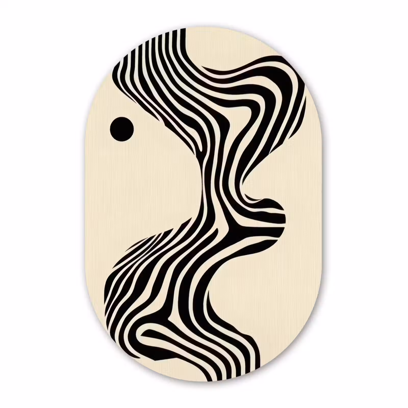 Muurovaal aluminium - Beige - Lijnen - Golvend - Abstract — 1