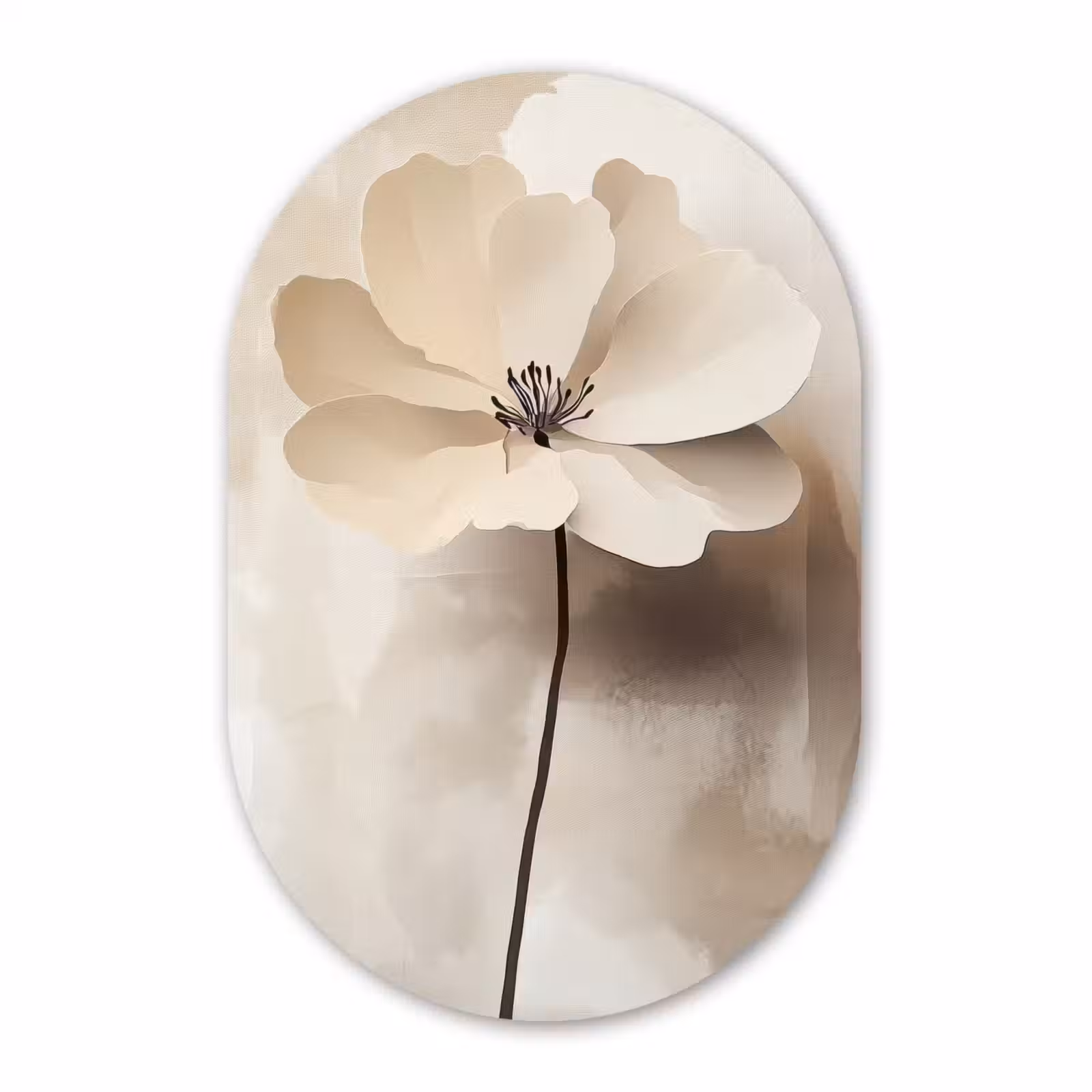 Muurovaal aluminium - Bloem - Beige - Verf - Schaduw — 1