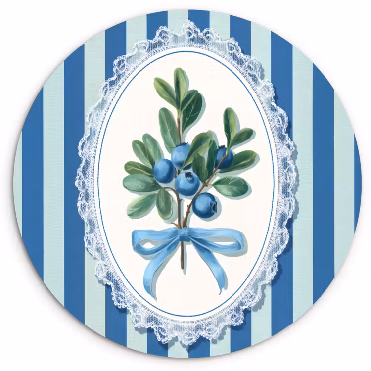 Muurcirkel - Illustratie - Bessen - Blauw - Strepen — 1