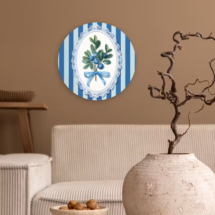 Muurcirkel - Illustratie - Bessen - Blauw - Strepen — 2