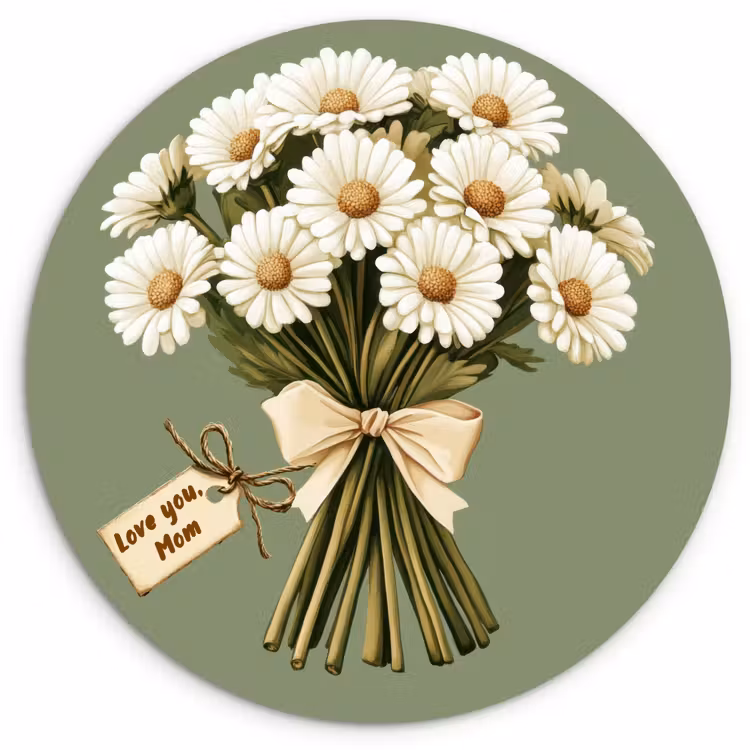 Muurcirkel - Lint - Boeket - Groen - Quote — 1