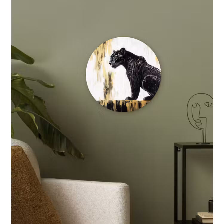 Muurcirkel - Panter - Zwart - Abstract - Goud — 3