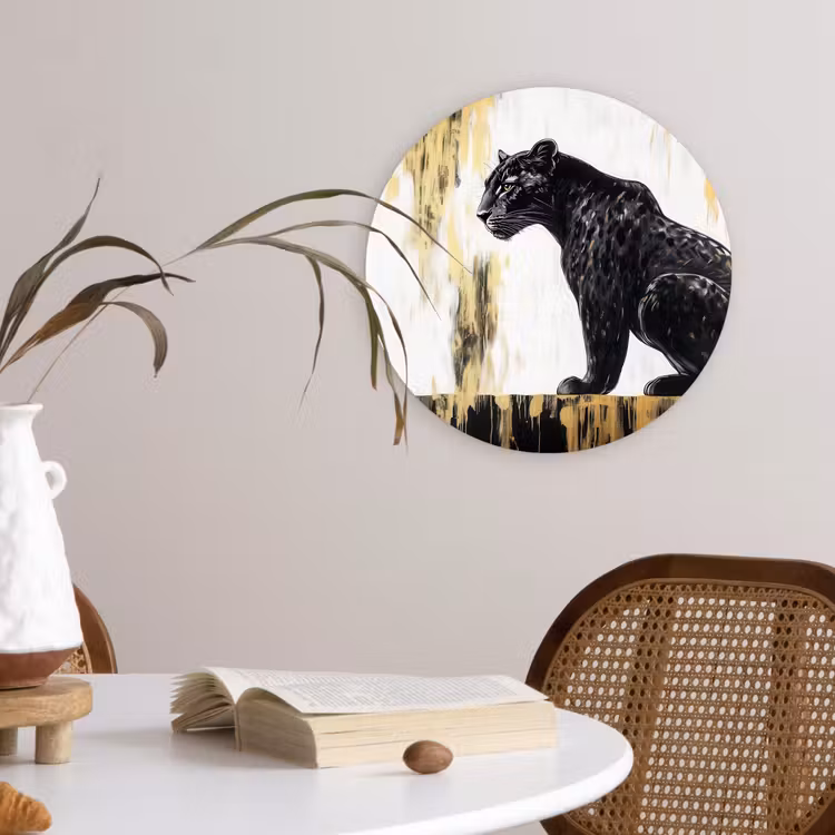 Muurcirkel - Panter - Zwart - Abstract - Goud — 4