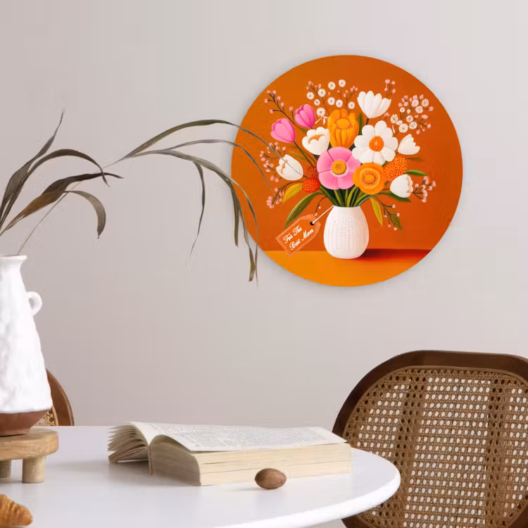 Muurcirkel - Vaas - Bloemen - Oranje — 4