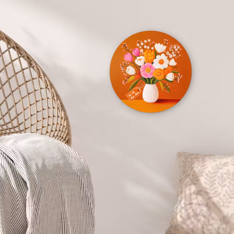 Muurcirkel - Vaas - Bloemen - Oranje — 5