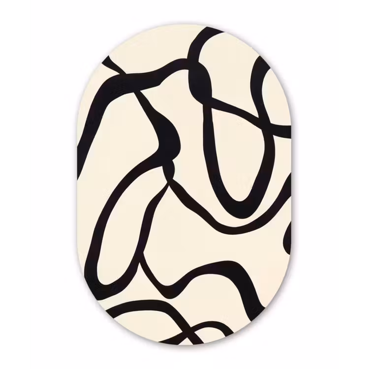 Muurovaal aluminium - Abstract - Lijnen - Modern - Beige — 1
