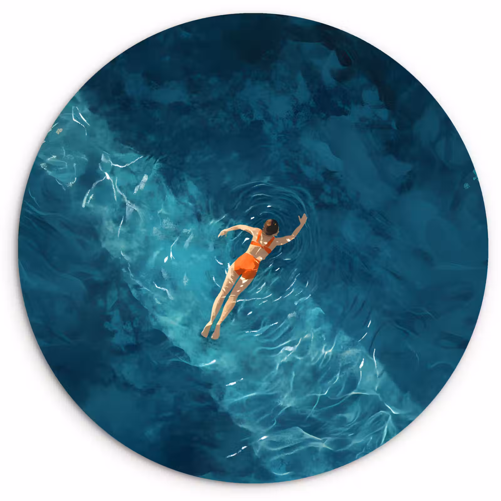 Muurcirkel - Vrouw - Water - Bikini - Oranje — 1