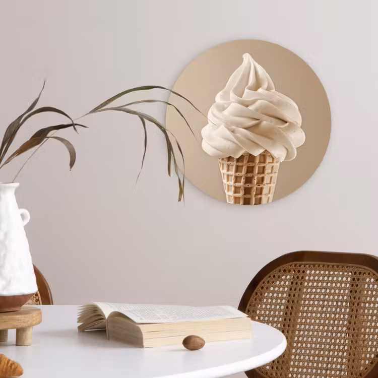 Muurcirkel - IJs - Softijs - Romig - Hoorntje - Beige — 4