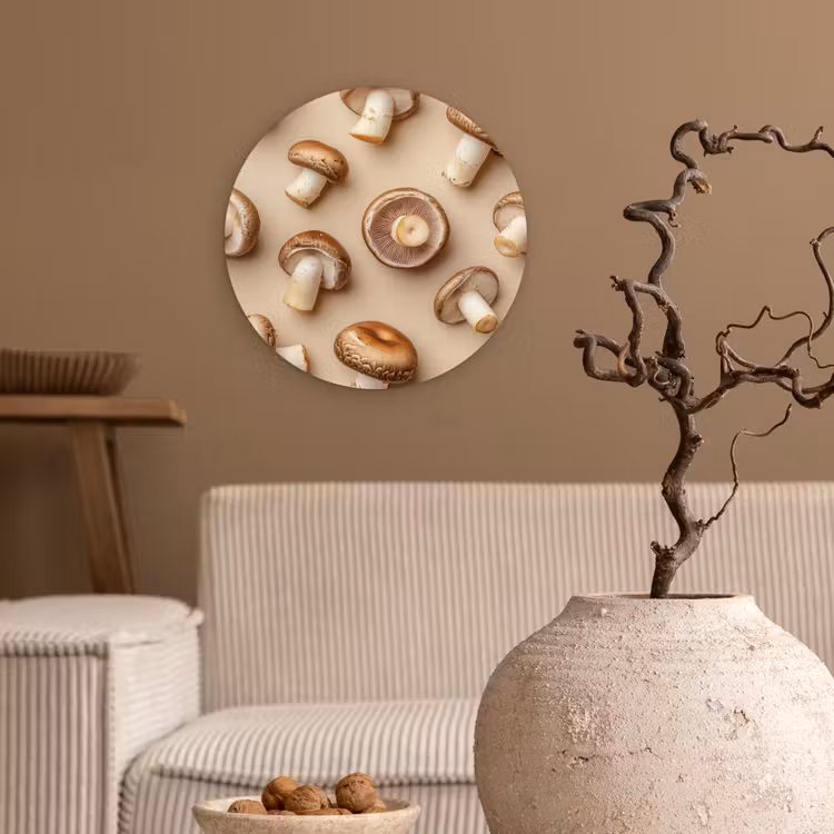Muurcirkel - Kastanje Champignons - Beige — 2
