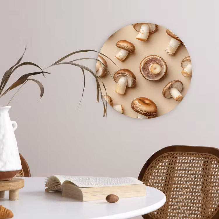 Muurcirkel - Kastanje Champignons - Beige — 4