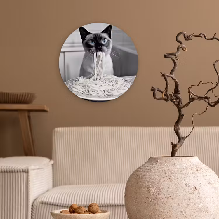 Muurcirkel - Kat - Siamees - Zwart Wit - Schattig - Dieren — 2