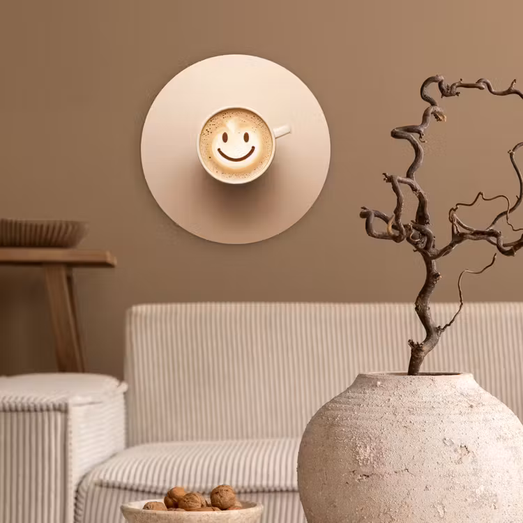 Muurcirkel - Koffie - Melkschuim - Lach - Beige — 2
