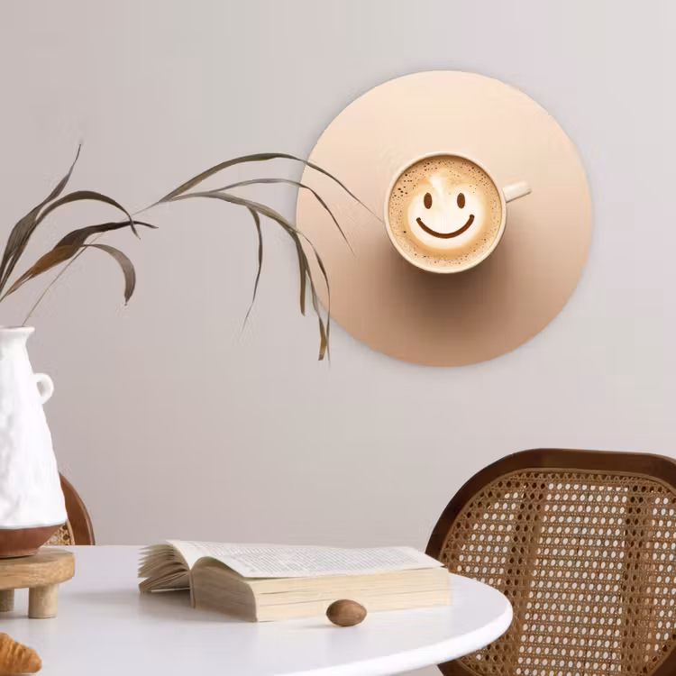 Muurcirkel - Koffie - Melkschuim - Lach - Beige — 4