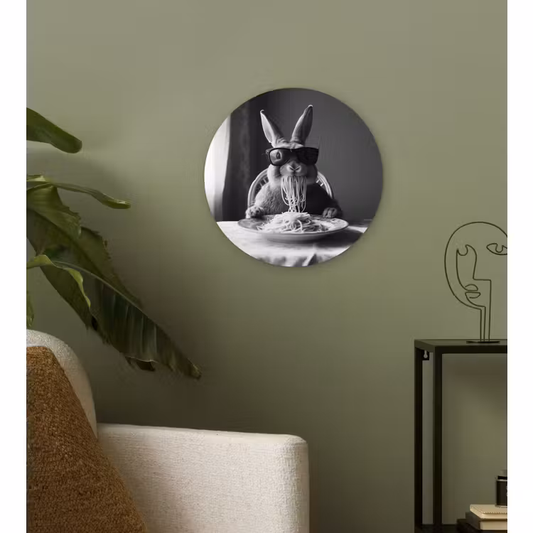 Muurcirkel - Konijn - Bunny - Zonnebril - Tafelkleed - Pasta - Schattig — 3