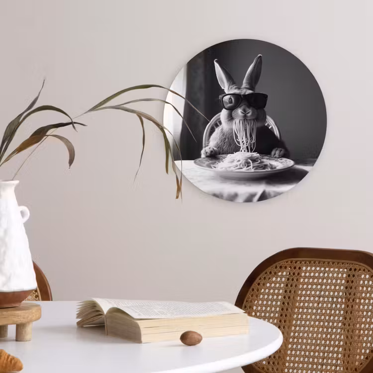 Muurcirkel - Konijn - Bunny - Zonnebril - Tafelkleed - Pasta - Schattig — 4