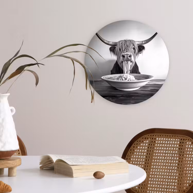 Muurcirkel - Schotse Hooglander - Spaghetti - Dieren - Zwart wit — 4