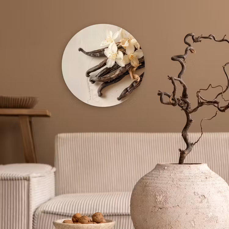Muurcirkel - Vanille - Bloemen - Beige — 2