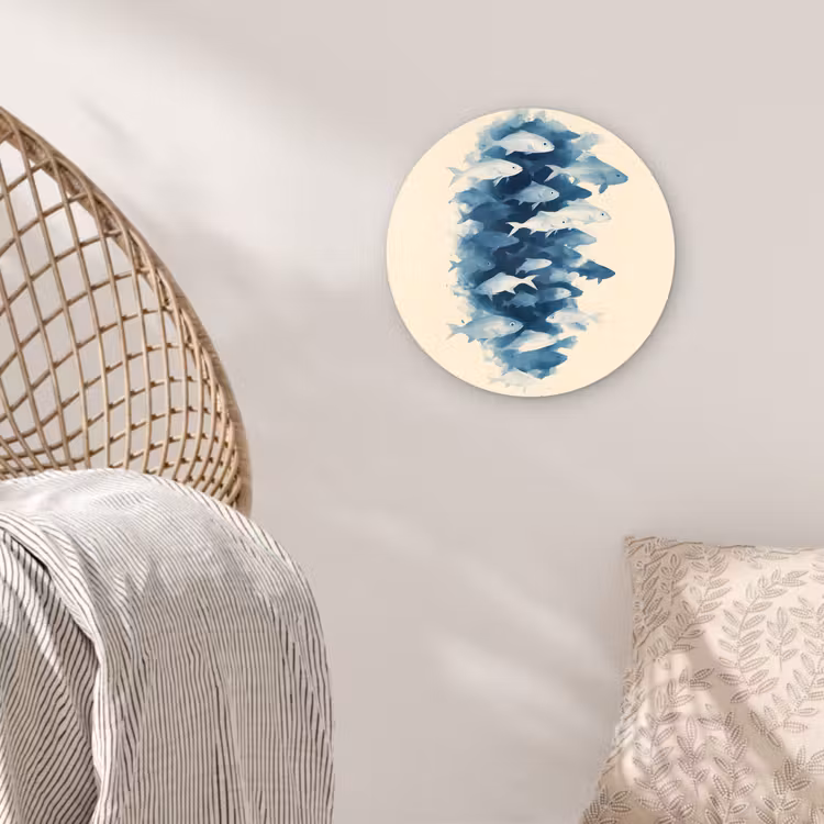 Muurcirkel - Vissen - Minimalistisch - Blauw — 5