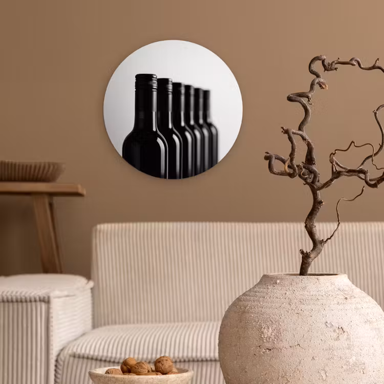 Muurcirkel - Wijnflessen - Zwart - Minimalistisch — 2