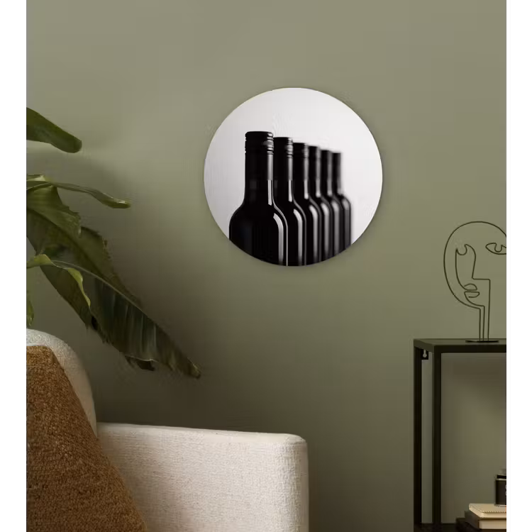 Muurcirkel - Wijnflessen - Zwart - Minimalistisch — 3