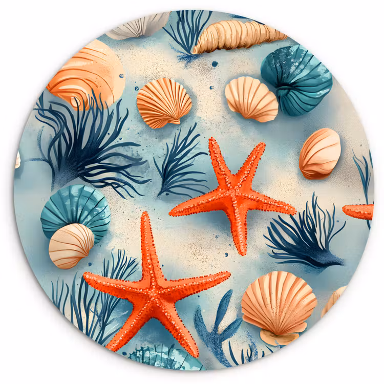 Muurcirkel - Zeesterren - Schelpen - Illustratie - Zand — 1