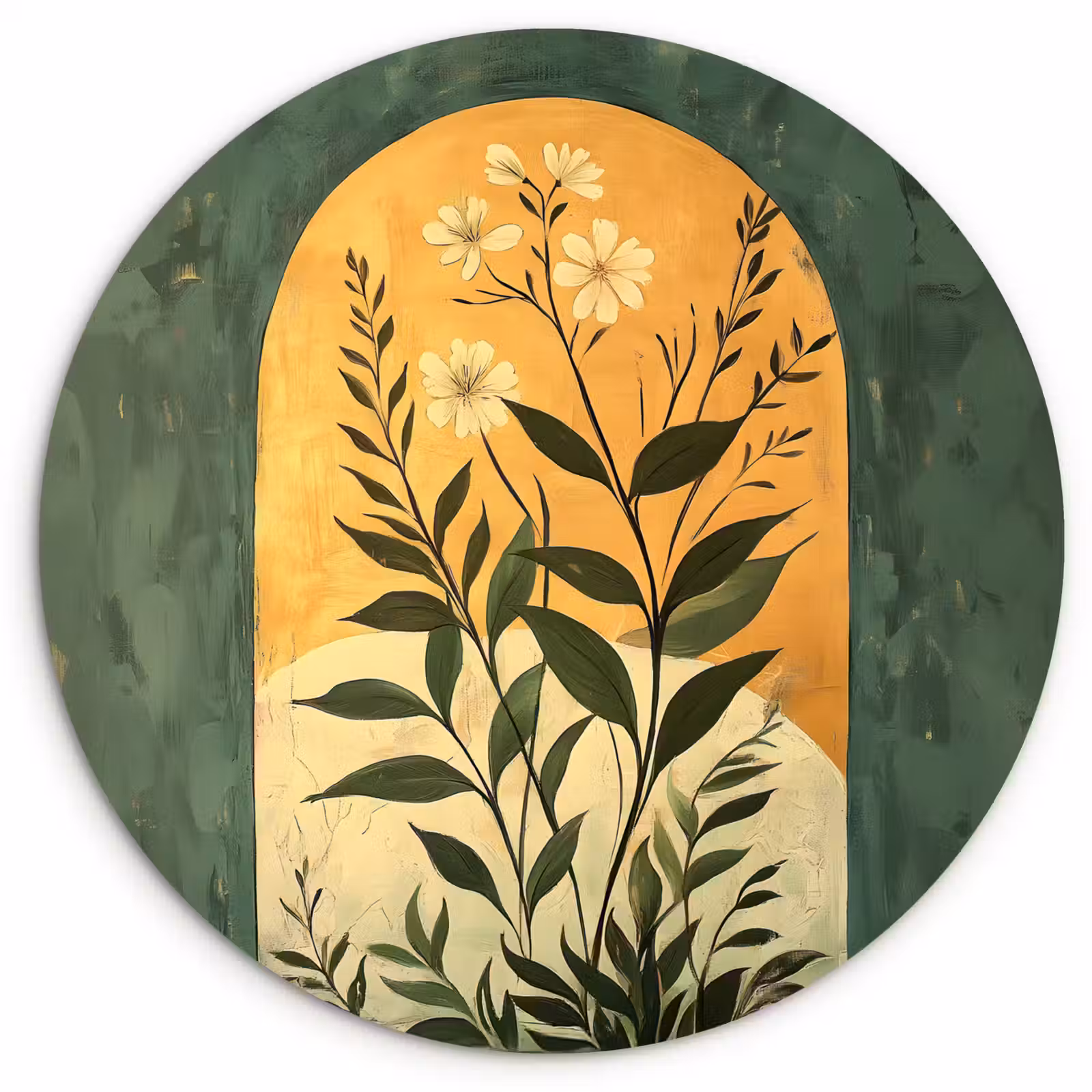 Muurcirkel - Plant - Bloemen - Wit — 1